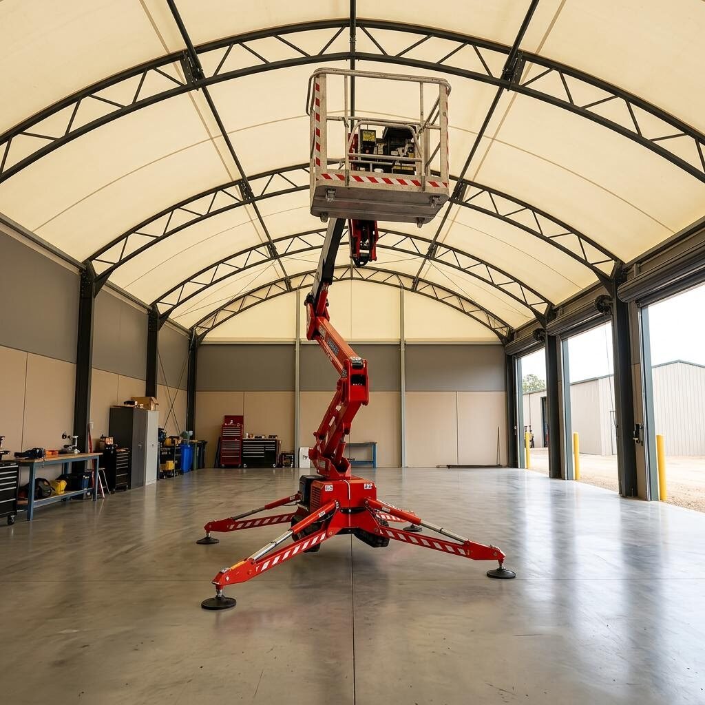 Bluelift Zeus 1893 spider lift elevated to full working height