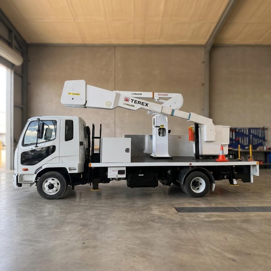 Terex LT40 EWP bucket truck rear and boom configuration